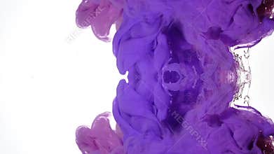 A screensaver for vertical video. A large purple-pink cloud of smoke. A swirl of watercolor ink