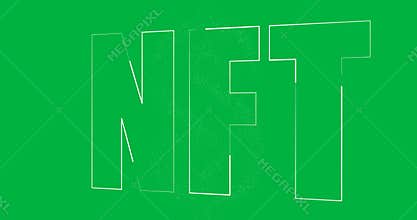 Animation of white nft text on transparent background