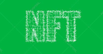 Animation of white nft text on transparent background