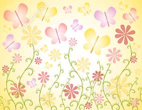 Spring Butterflies And Flowers Background