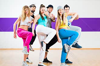 Dancer at Zumba fitness training in dance studio