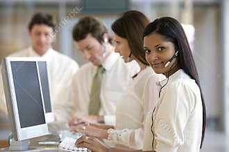 Young call center woman