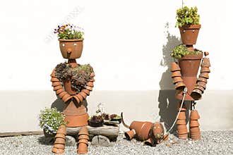Flower pots creative designed - man, woman, dog