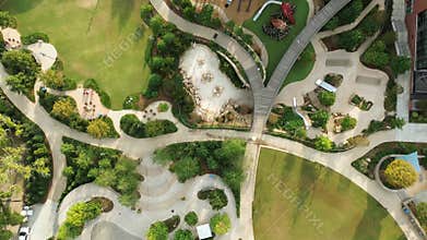 Aerial view of the Downtown Cary Park in Cary North Carolina, near Raleigh