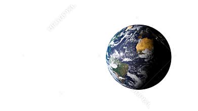 planet Earth which appears rotating very slowly - white background