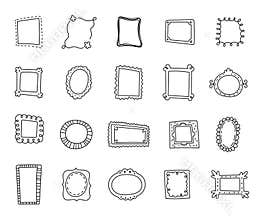 Curve doodle frame outline set