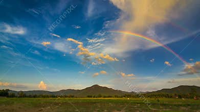 Time Lapse Beautiful Rainbow In The Nice Sky