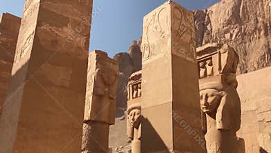Hathor capital columns at the Mortuary Temple of Hatshepsut