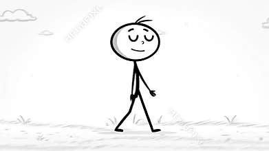 Animated Stickman Walking on Light Gray Background
