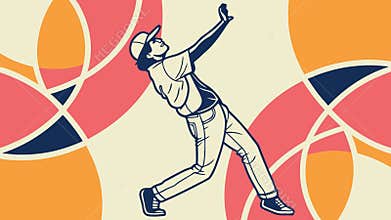 Dynamic baseball pitcher with abstract background, vector design Generative AI