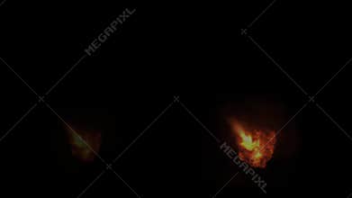 Dynamic Multiple Fire Bursts on Black Background: Video VFX Overlay Element