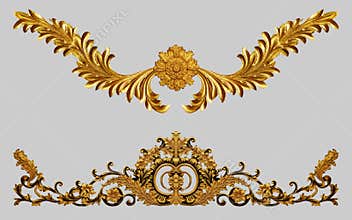 Ornament elements, vintage gold floral