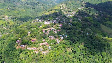 Flying Over Pichinde Town in the Western Andes of Colombia