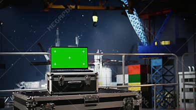 Chroma key on laptop with calibration software used on offshore rig