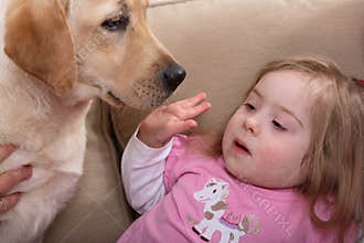 Therapy Dog and Little Girl