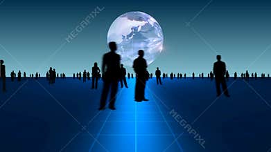Business people on global background