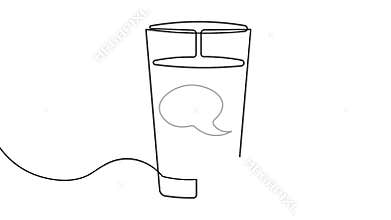 Glass of water icon one line art animation