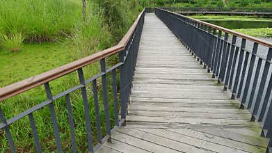 Wooden footbridge