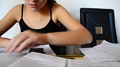 Student doing homework