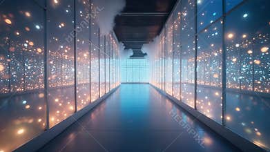 AI Expansive futuristic hallway with lights