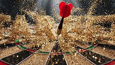 Cinematic Dart Hits Bullseye Revealing Golden TARGET Text
