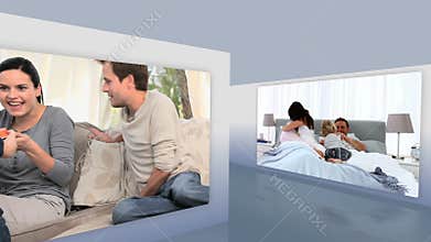 Montage of families at home