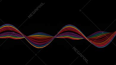 Digital glitch effect with corrupted colorful signal wave