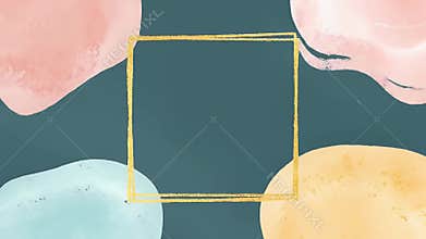 Elegant Minimalist Pastel Watercolor Corners Framing a Central Gold Square Frame