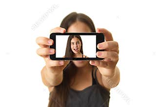 Teenage girl taking a selfie