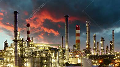 Oil industry refinery - factory, Time lapse