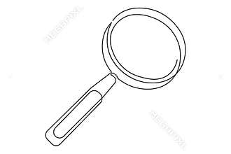 Continuous line drawing of a magnifying glass minimalist illustration isolated art