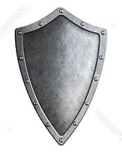 Narrow medieval metal shield isolated