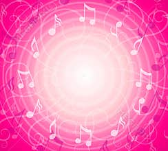 Radial Music Notes Pink Background