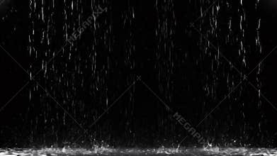 Rain Falling on Dark Background Animation for Weather Report and Texture Overlay