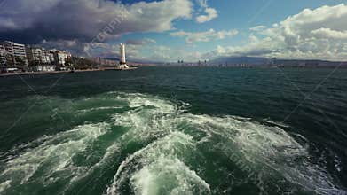 The Sea and Houses in City Izmir Turkiye