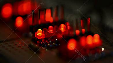 Blinking LEDs on a test PCB