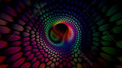 Looped 3D background with mesmerizing abstract tunnel composed of countless colorful elements