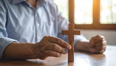 Advertising - testimonial photo of add a wooden cross to the image