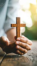 Advertising - testimonial photo of add a wooden cross to the image