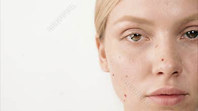 Detailed image highlighting scars alongside gentle gaze