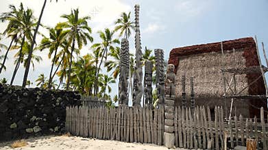 Exotic Puuhonua O Honaunau National Historical Park in Big Island, Hawaii