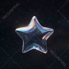 Holographic Star Icon Floating in a Star Field With Many Stars in Deep Space Background Showcasing Cosmic Themes and