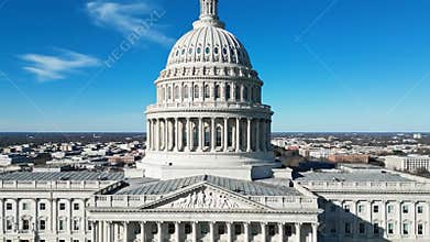 Aerial View of the US Capitol Building in Washington, D.C. 4K HDR Cityscape