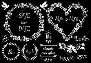 Floral wedding frames, vector set