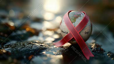 World AIDS Day vision: red ribbon, health awareness, global support, human struggle, virus battle, unity gesture, life symbol,