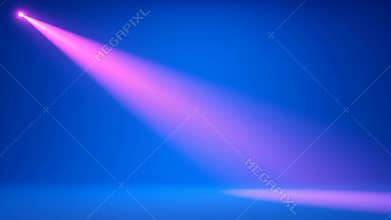 Pink Light Beam on Blue Background in Empty Studio