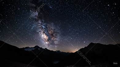 milky way over the mountains at night