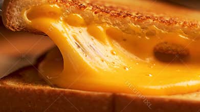 Grilled Cheese Sandwich Close Up With Golden Brown Bread And Delicious Melted Cheddar Cheese Inside