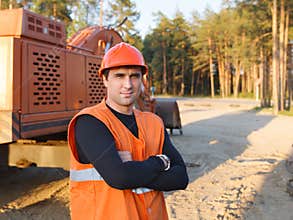 Man working in helmet