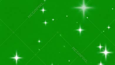 Glowing Stars Sparkle On Green Screen Background. Shining Glitter Particles Motion Graphics